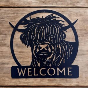 Highland Cow Welcome Sign